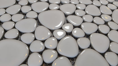 Gloss WHITE Ceramic Flower Power Pebble Pool All Weather out-Indoor Tiles - Full Sheets