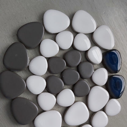 Matt Grey (still shiny) Ceramic Flower Power Pebble Pool All Weather out-Indoor Tiles - Full Sheets