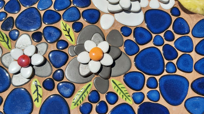 Matt Grey (still shiny) Ceramic Flower Power Pebble Pool All Weather out-Indoor Tiles - Full Sheets