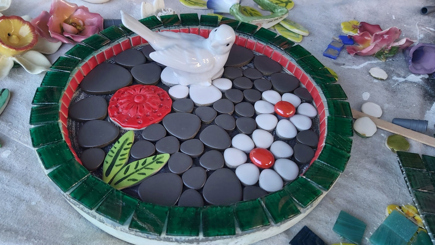 Matt Grey (still shiny) Ceramic Flower Power Pebble Pool All Weather out-Indoor Tiles - Full Sheets