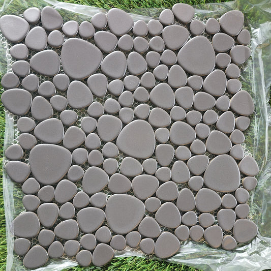 Matt Grey (still shiny) Ceramic Flower Power Pebble Pool All Weather out-Indoor Tiles - Full Sheets