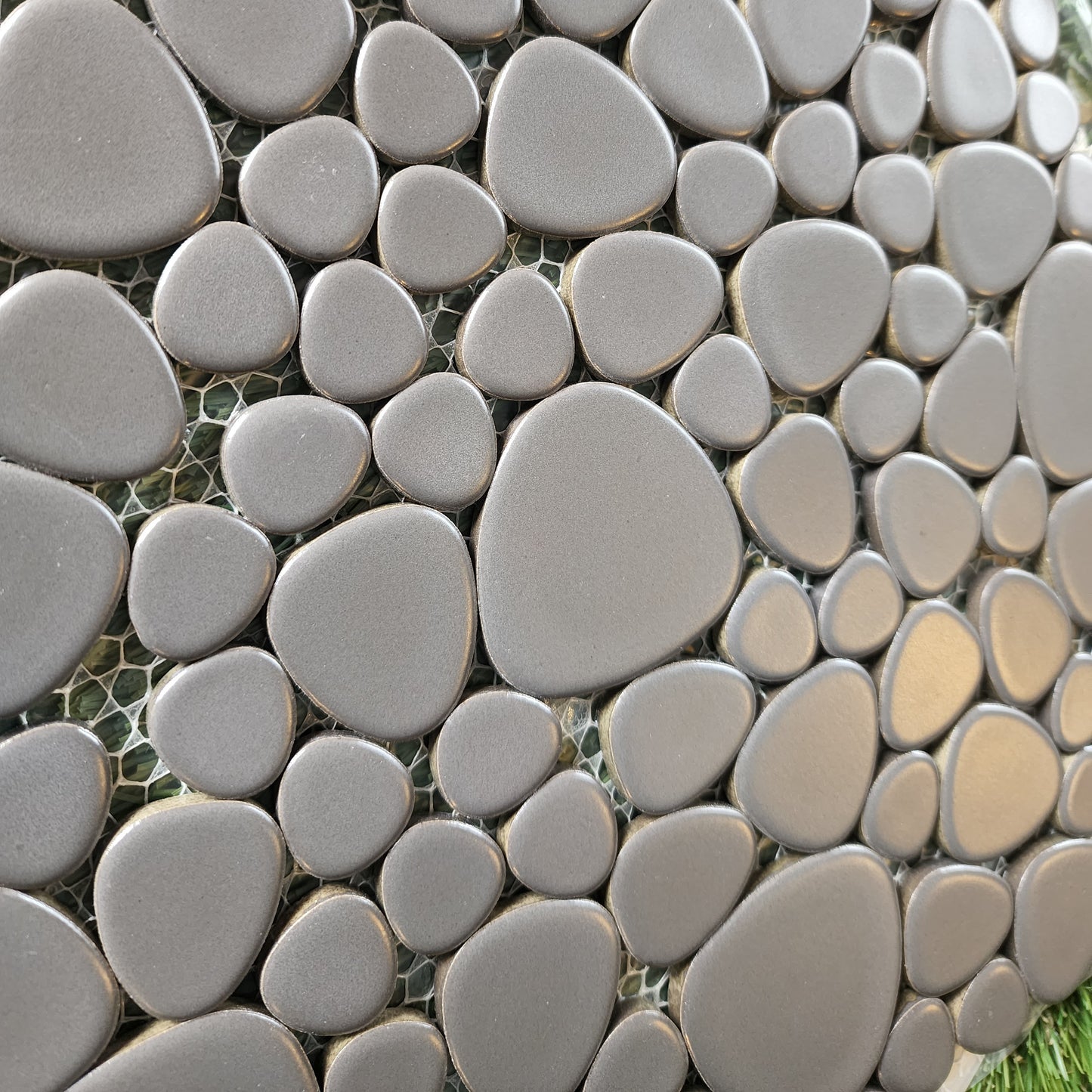 Matt Grey (still shiny) Ceramic Flower Power Pebble Pool All Weather out-Indoor Tiles - Full Sheets