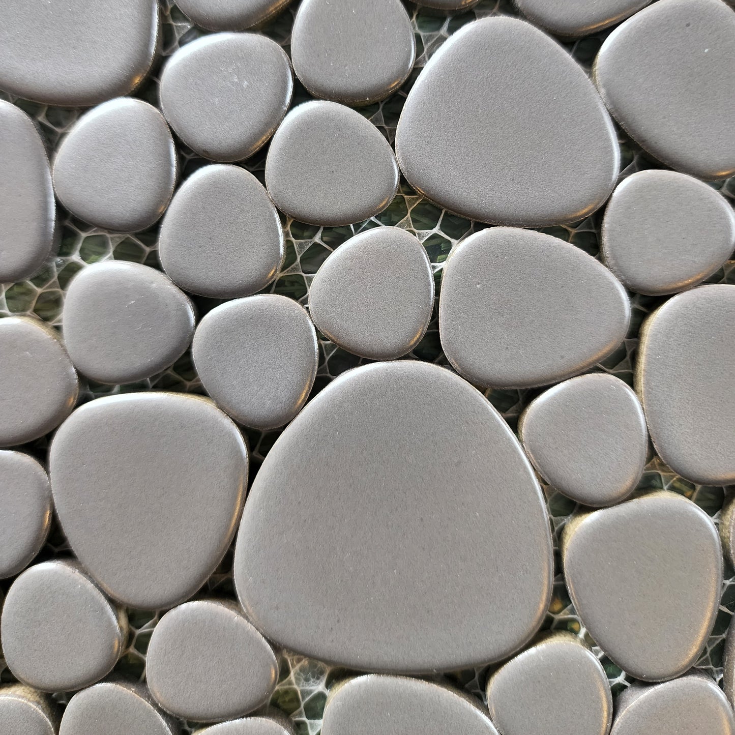 Matt Grey (still shiny) Ceramic Flower Power Pebble Pool All Weather out-Indoor Tiles - Full Sheets