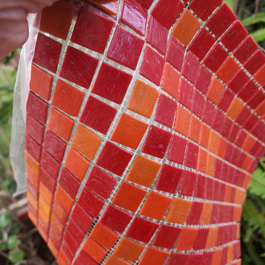 RED ORANGE TANGO MYLES BALI SHeets 2cm x 2cm glass GORGEOUS