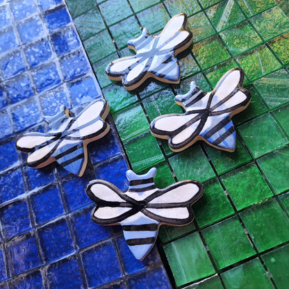 Aussie NATIVE BLUE BEES Set of 4 Hand Make and Hand Painted Bees made by Myles at Monte Lupo